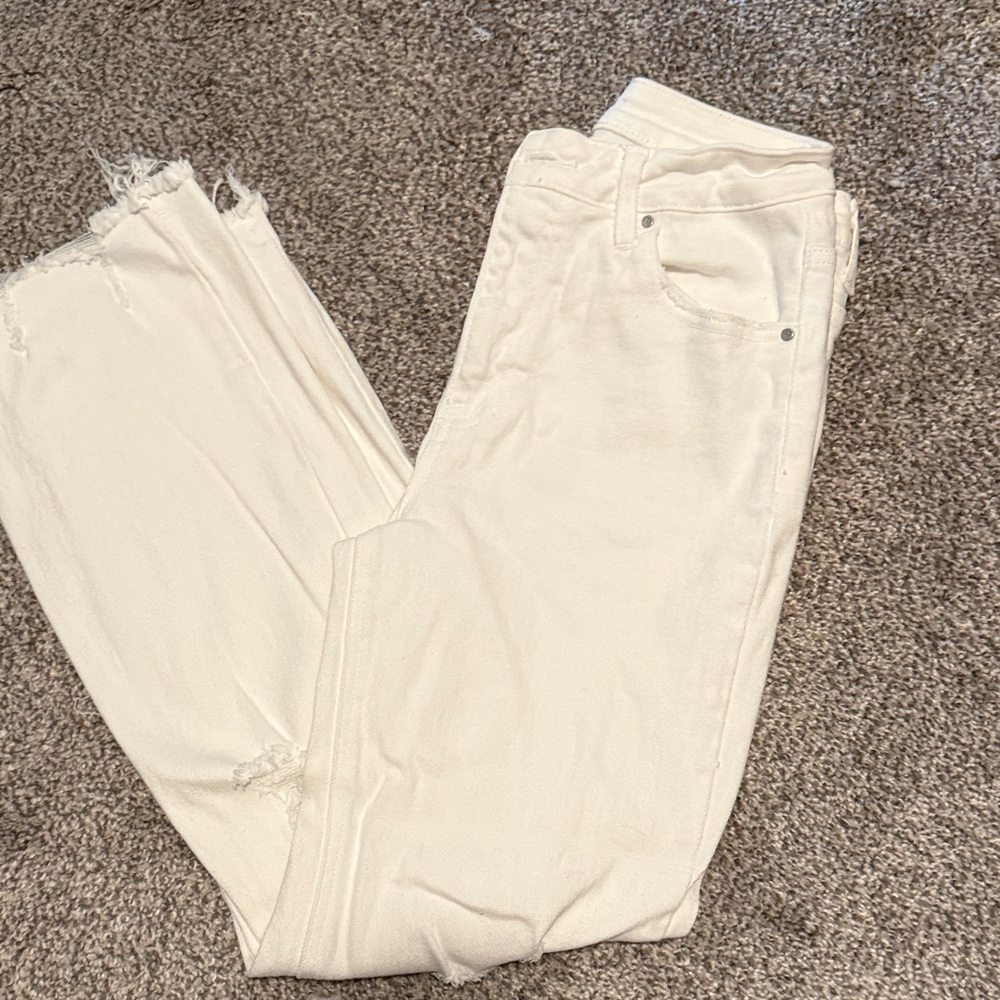 High-Rise White Straight-Leg Women's Jeans
